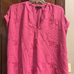 Fred David Pink Floral Embroidered Blouse